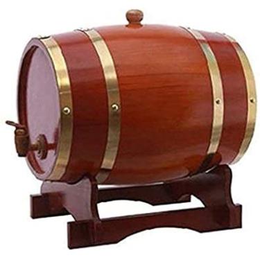 Imagem de Armário de bebidas para casa Barril de vinho de carvalho vintage 5L Armário de vinho Dispensador de água de madeira Armazenamento Vinagre de uísque Cerveja construída em forro de folha de al