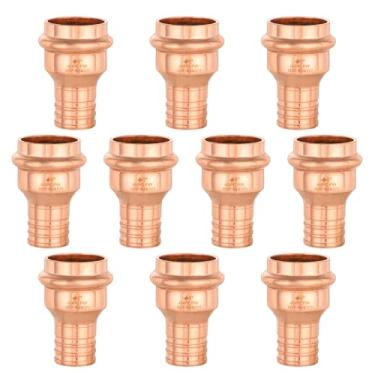 Imagem de Pacote com 10 acessórios de prensa de cobre GUOFIS Press, 2,5 cm x 2,5 cm PEX Acoplamento de crimpagem PEX Adaptador de acessórios de cobre para conexão de tubo de cobre/tubo PEX com batente
