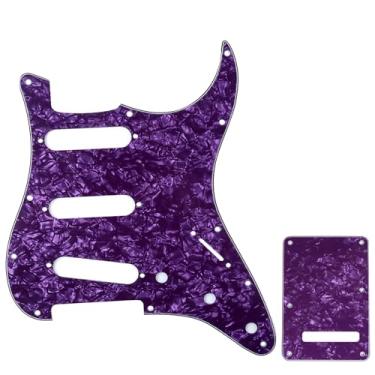 Imagem de Musiclily Kit Escudo SSS Pickguard Com Tampa Traseira para Guitarra Fender EUA/Mexicana Made Stratocaster Standard Estilo Moderno, 4 Camadas Roxa Perolado