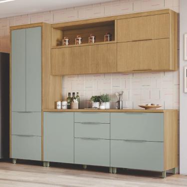 Imagem de Cozinha 5 Peças 7 Portas 6 Gavetas Marquesa 100% Mdf Marrom/Verde