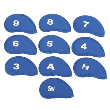 Imagem de Conjunto de Capas de Ferro para Golfe Com 10 Peças, Números Claros, Capa Protetora de Cabeça de Golfe para a Maioria Dos Clubes (Azul)