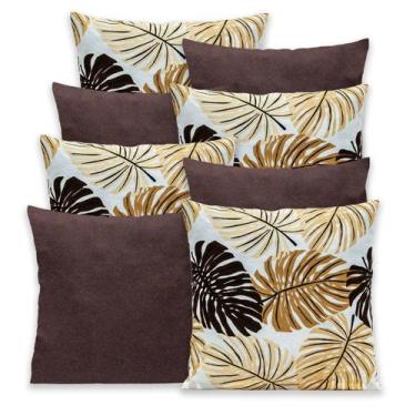 Imagem de Kit 8 Capas de Almofada Lisa e Estampada com Zíper Gorgurinho 40x40cm 