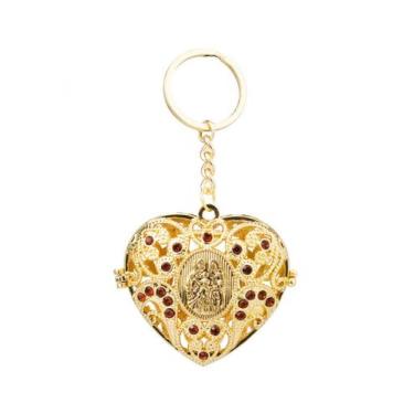 Imagem de Chaveiro Coração Dourado Sagrada Família 5.5cm - Tasco