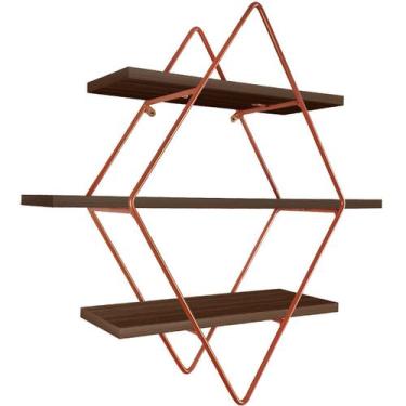 Imagem de Prateleira Tripla Estante Decorativa Livros Quarto Sala Losan Aço MDF 