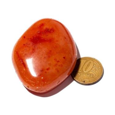 Imagem de 01 Ágata Cornalina Pedra Rolada M Extra Média 50g 40 a 50mm - Cristais