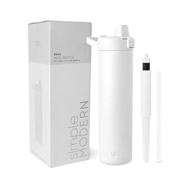 Imagem de Simple Modern Garrafa de água filtrada | Garrafas de água isoladas de aço inoxidável com filtro de carbono | Reutilizável para água potável limpa em movimento | Coleção Mesa | 680 g, branco inverno