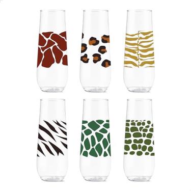 Imagem de TOSSWARE POP 255 g Flauta Safari Series, conjunto com 6, qualidade premium, recicláveis, inquebráveis e óculos impressos de plástico transparente