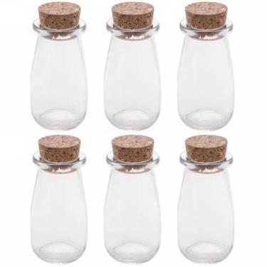 Imagem de Kit 6 Mini Potes Tampa Rolha 100ml Vidro Lyor Lembrancinhas Porta Mant