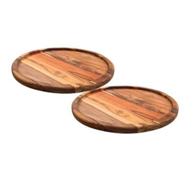 Imagem de Kit 2 Tábuas Suportes De Madeira 40Cm Para Cortar E Servir Pizzas - Br