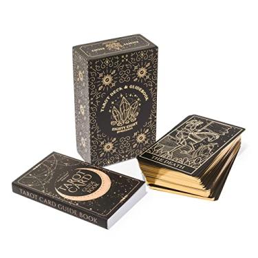 Imagem de Mystical Gold Foil and Black Tarot Cards with Guide Book for Beginners and Advanced Tarot Readers; Large Tarot Deck with Extensive Guidebook of the Symbolic Meanings of Past History and Future Destiny
