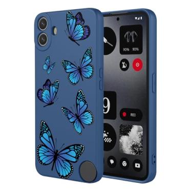 Imagem de HTXWXJC Capa de telefone para Nothing CMF Phone 1, capa à prova de choque flexível bumper TPU capa macia padrão borboleta capa de telefone para nada CMF telefone 1 borboleta azul