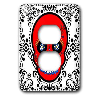 Imagem de 3dRose lsp_28877_6 Day of the Dead Día de los Muertos Sugar Skull Red White Black Scroll Design Outlet Cover