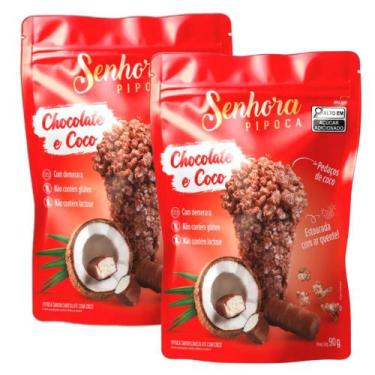 Imagem de Kit 2 Pipoca Senhora Pipoca Sabor Chocolate e Coco 90g