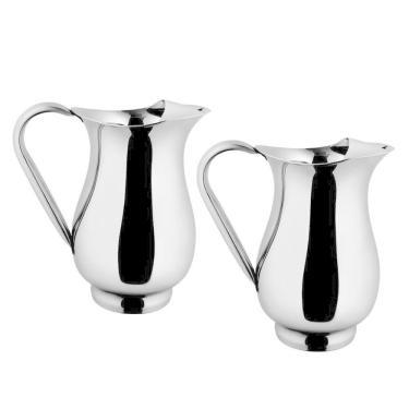 Imagem de Kit 2 Jarras De Suco Inox Aço Com Separador De Gelo Em Casa Tem água 2 Litros