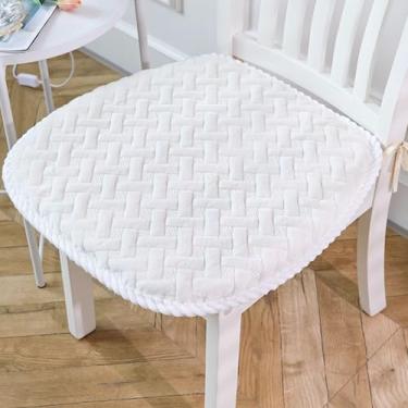 Imagem de PENGKTXXY Almofada de assento adornada confortável de cor sólida, durável, espessa, antiderrapante, almofada de cadeira respirável para quatro estações, para cadeira de escritório, cadeiras de jantar