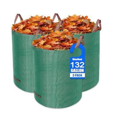 Imagem de Sacos de lixo reutilizáveis de quintal, sacos de gramado e folhas resistentes de 132 galões, sacos de jardim, pacote com 3 com alça, sacos de reciclagem de folhas de acampamento