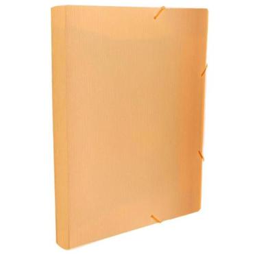 Imagem de Pasta com Aba e Elástico Ofício 4cm Linho Serena Dello - Mamão Papaya