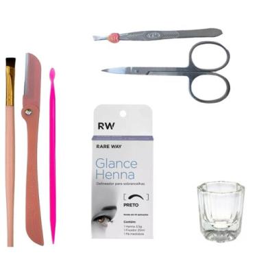 Imagem de Kit Henna Glance Profissional Designer Sobrancelha Navalha Tesoura Pal