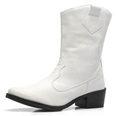 Imagem de Bota Feminina Texana Western Cano Alto - EXP, 37, Branco, Feminino