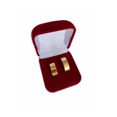 Imagem de Par de Alianças 8mm Reta Casamento Namoro Banhado a Ouro 18k - Vip Jói