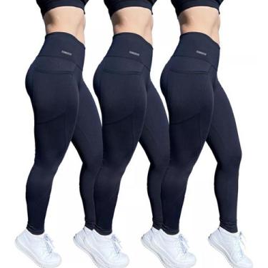 Imagem de Kit 3 Legging Suplex Poliamida C/ Bolso Lateral Corrida - ElementFit, 