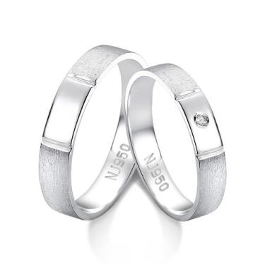 Imagem de Par de Aliança em Prata 950 AL107 - Natalia Joias