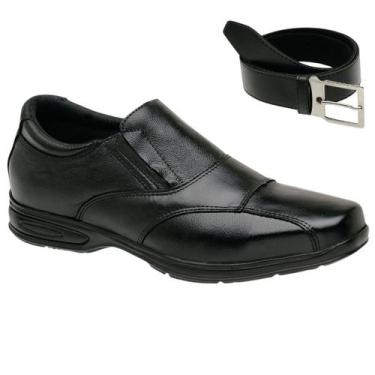 Imagem de Sapato Social de Couro Leve Ortopédico com Cinto Masculino 5080 - Gmm 