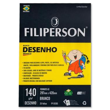Imagem de Bloco Escolar Desenho Filipinho A3, 140g/m² Branco 20 Folhas - Filiper