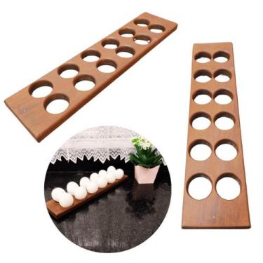 Imagem de Porta 12 Ovos Madeira Suporte Organizador Dispenser Bandeja - Decor Lu