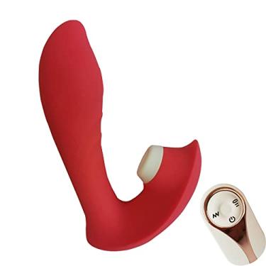 Imagem de Brinquedos sexuais adultos para mulheres - vibrador de sucção para clitóris - Dildo vestível de controle remoto para mulheres, 10 modos de sucção e 10 modos de vibração, ferramentas de prazer sexual (Fuschia vermelha)