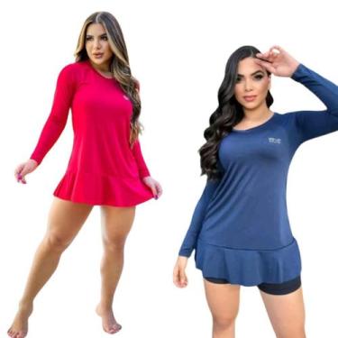 Imagem de Kit 2 Saídas de Praia Vestido feminino proteção solar UV 50+ FPS - For