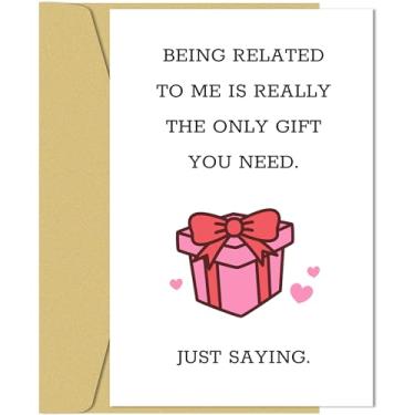 Imagem de TRAMIN Cartão de aniversário engraçado para irmã irmão, cartão de aniversário bem-humorado para membro da família, cartão de piada para ela, ser relacionado a mim é realmente o único presente que você