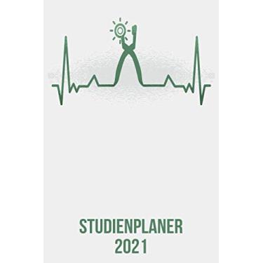 Imagem de Studienplaner 2021: Wochenplaner zum notieren, organisieren und planen DIN A5. Kalender/Terminkalender/Monats- / Tagesübersicht/Kontakt- / ... / Schuhmacher Nieten heartbeat herzschlag