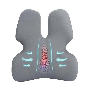 Imagem de Al Barakah Almofada ortopédica de suporte lombar curva confortável – Design ergonômico 4D, almofada lombar de espuma viscoelástica para cadeira de escritório, assento de carro, sofá, cama – alivia a