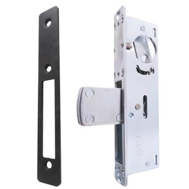 Imagem de elox Fechadura de fechadura de porta de alumínio estreita oscilante, fechadura oscilante, fundo de 3,5 cm, com placa frontal de acabamento duronódico bronze