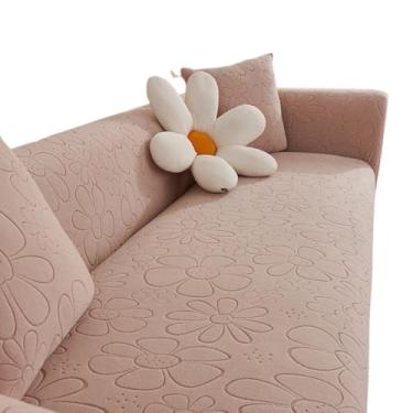 Imagem de Capa de sofá elástica de veludo premium para 1-5 lugares, protetor de móveis elegante, cor sólida, capas de sofá e cadeira de fácil ajuste(Beige,2-seat 145-185cm)