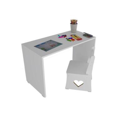 Imagem de Kit Infantil Escrivaninha Mesa De Estudos Com Cadeira Coração 100% Mdf