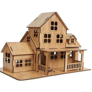 Imagem de MPIUET Puzzle 3D Rustic Villa 3D Wooden Puzzles, 37 Peças, 15+ Anos, 7.9x4.7x5.5 Polegadas, Madeira Ecológica, Sem cola ou Ferramentas, Montagem 3D, Quebra-Cabeça 3D, Rústico