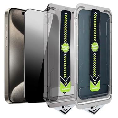 Imagem de SOOPUR Pacote com 2 protetores de tela de privacidade, película de vidro temperado anti-espião aprimorada de 25°, remoção automática de poeira, instalação fácil e rápida com kit de alinhamento