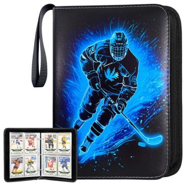 Imagem de Encadernador de cartões, suporte de 4 bolsos para 400 cartões com zíper à prova d`água