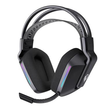 Imagem de ILID Fone de Ouvido Gamer Bluetooth 5.2 com Microfone Removível,Conexão Dual(Sem Fio/Cabo 3.5mm),Alto-Falante 50mm,Surround 7.1,RGB,Bateria 1000mAh-Headset para PC/PS4/Escritório/TV(Preto)