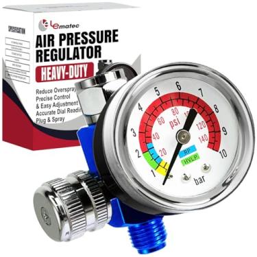 Imagem de LE LEMATEC Regulador de compressor de ar com medidor de pressão - controle preciso para ferramentas pneumáticas, pintura em spray, enchimento de pneu, acessórios de compressor de ar e interruptor de