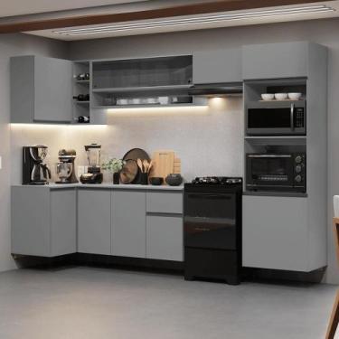 Imagem de Armário de Cozinha Completa de Canto Suspenso 385cm Cinza Nice Madesa 
