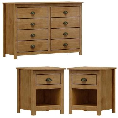 Imagem de Comoda 8 Gav E 02 Mesas De Cabeceira Madeira Maciça Freijo Milani Store