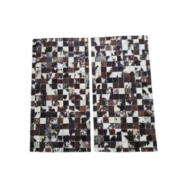 Imagem de Tapete De Couro Natural Par Beira Cama (Passadeira) 1,00 x 0,50 M (Preto Branco)