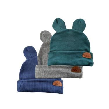 Imagem de Touca Infantil Ursinho Gorro Menina Menino 3 toucas - VANETEX, Cinza, 
