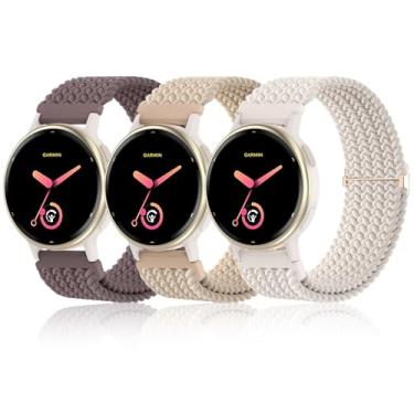 Imagem de Conidido Pulseiras trançadas compatíveis com Garmin Vivoactive 5/Forerunner 165, pacote com 3 pulseiras esportivas macias de nylon elástico de 20 mm, pulseira de liberação rápida, pulseira elástica