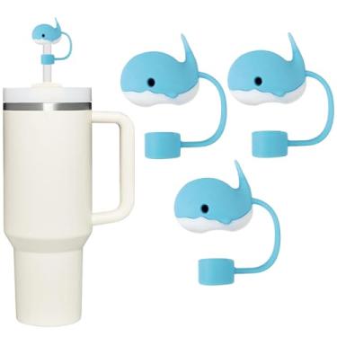 Imagem de 3 peças de capas de canudo para copo Stanley com tampa 567 g/850.5 g/1,134 g, tampa de palha para copo com tampa de 10 mm/0,39 polegadas de copos Stanley/Simple Modern/Owala/Osse - Baleia