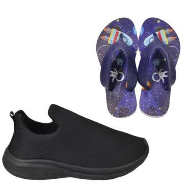 Imagem de Tênis Infantil Masculino Calce Fácil Escolar Menino Personagem +Chinel