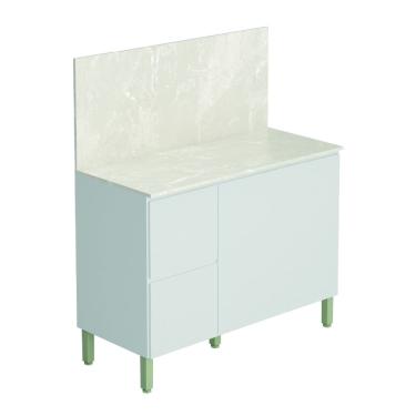 Imagem de Balcão de Cozinha Triplo Com Tampo e Painel 3 Portas 2 Gavetas 1,20m Branco Art Kit? S Paraná Branco